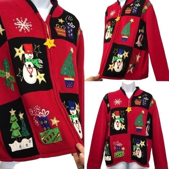 Carly St. Claire Vintage Embroidered Beaded Christmas Sweater Sz. XL - Picture 11 of 11